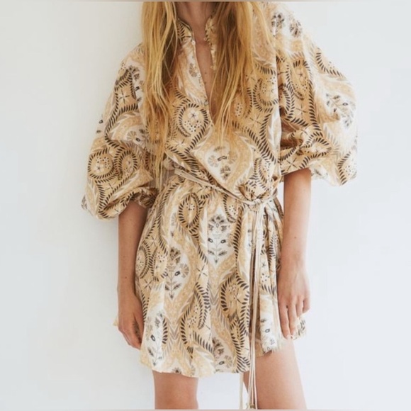 H&M Macramé-belt Boho Tunic Dress size XS oversized Mini - Picture 2 of 13